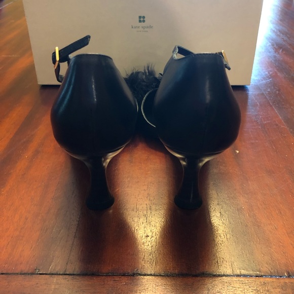 Kate Spade Black Beguile heels with feather. - Picture 4 of 7